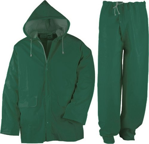 Σετ αδιάβροχα παντελόνι - σακάκι πράσινα με σταθερή κουκούλα
